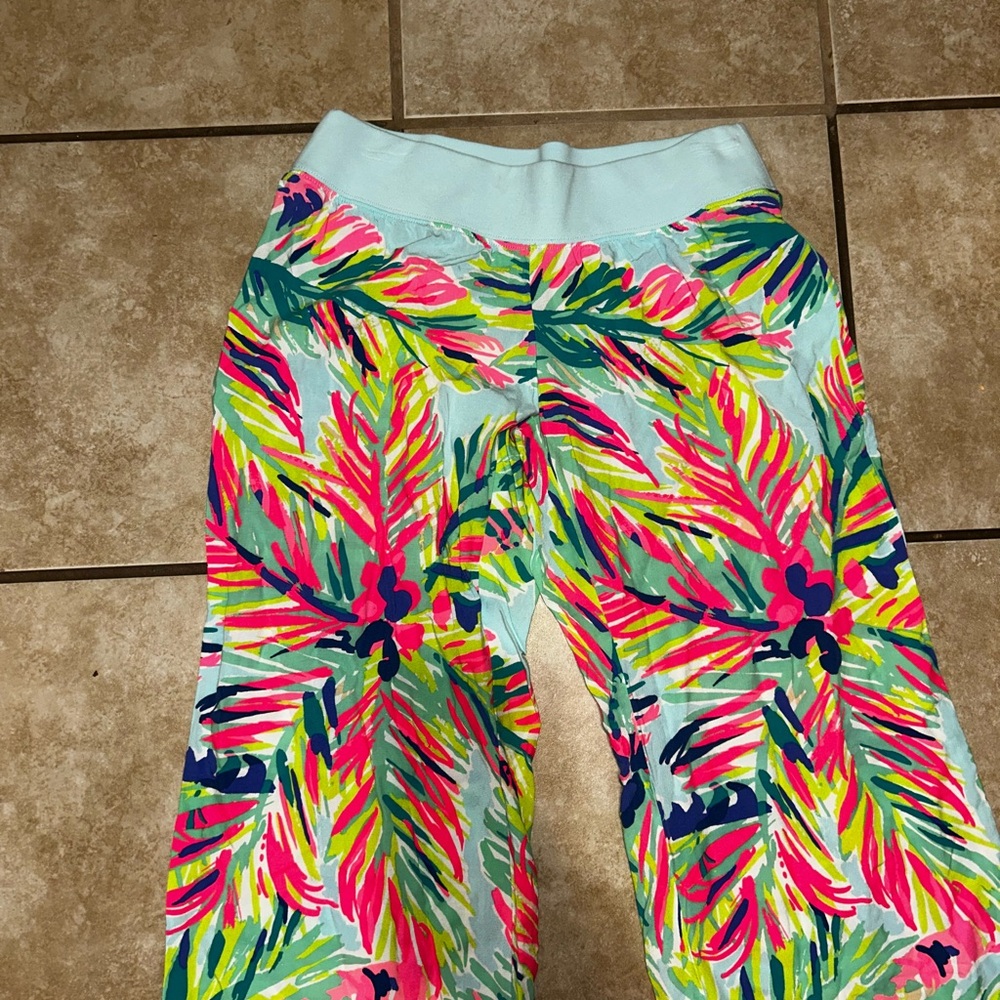Lilly Pulitzer Seaside Beach Pant Multi-Color Island Time Sz XS Palms - Picture 3 of 7
